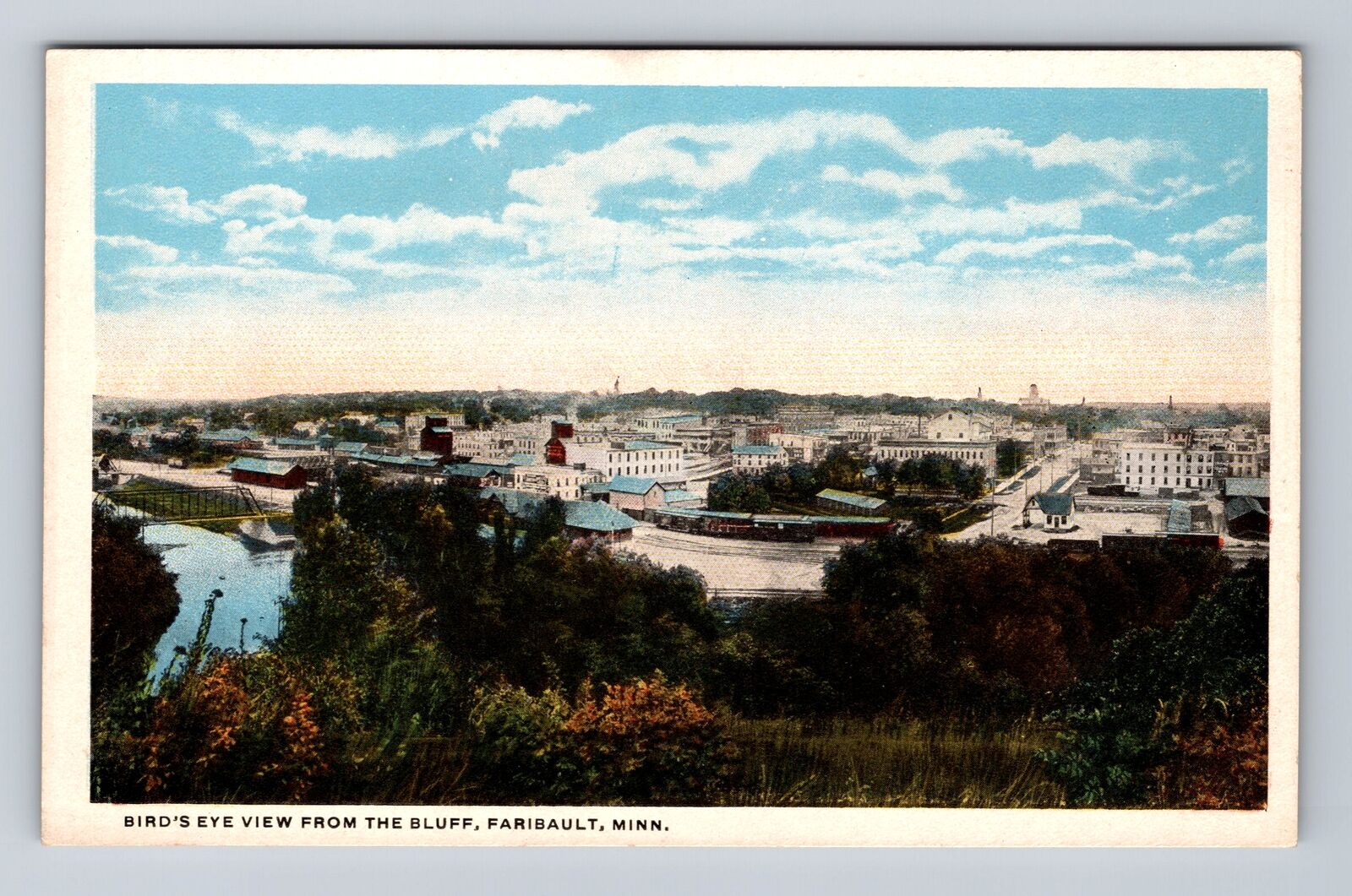 Faribault MN-Minnesota, Birds Eye View From The Bluff, Vintage Postcard