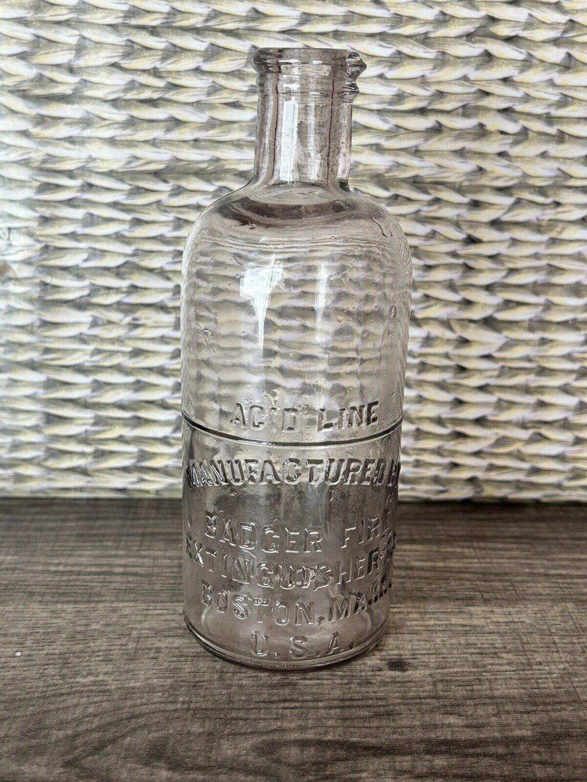 Badger Fire Extinguisher Antique Vintage Glass Bottle Boston MA - TINTED PURPLE