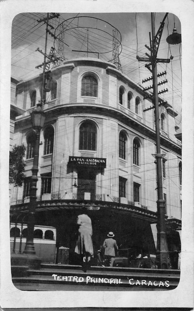 RPPC Teatro Principal CARACAS Venezuela Pan-American c1920s Vintage Postcard