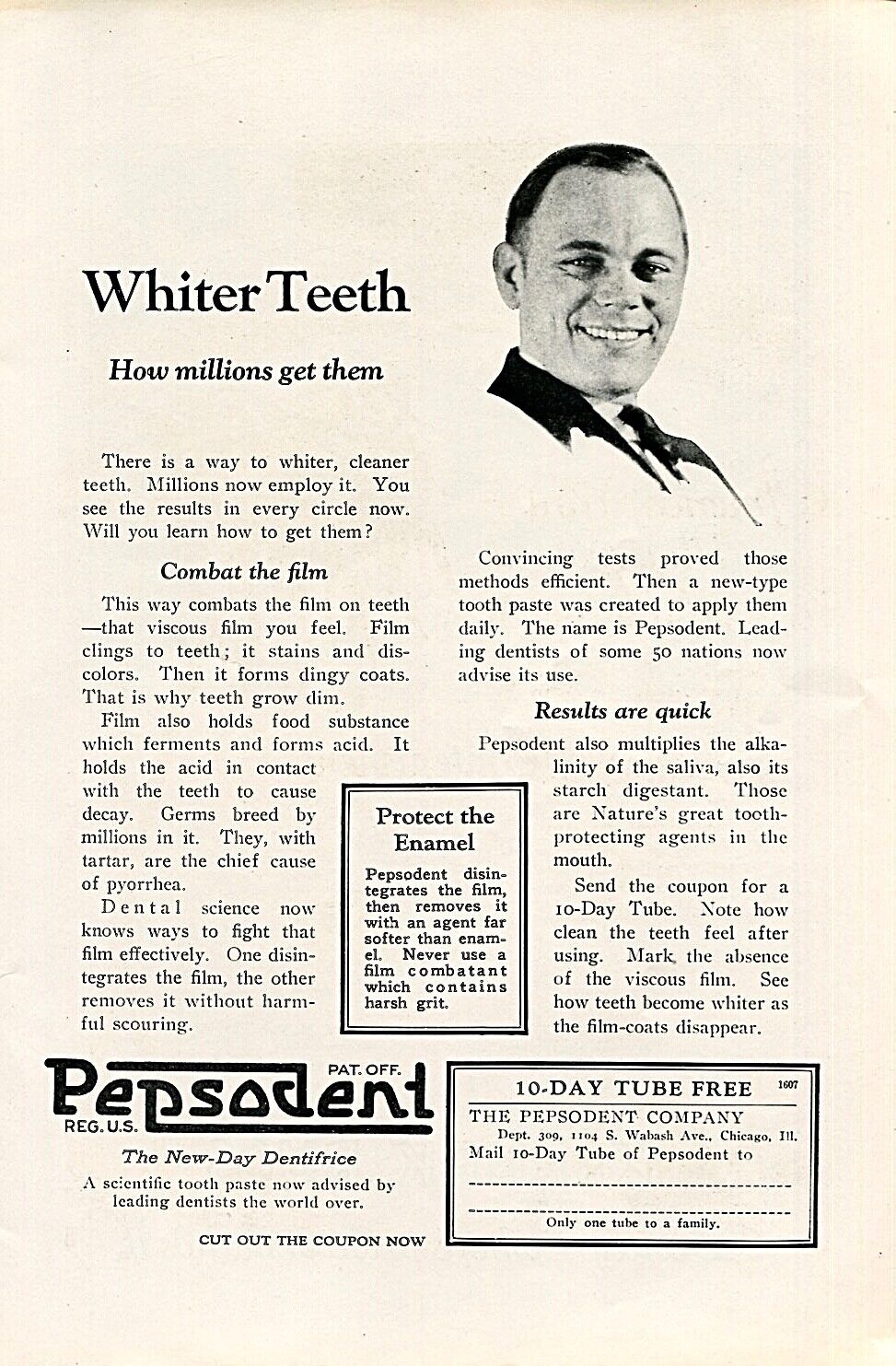 1924 PEPSODENT Dentifrice Toothpaste Whiter Teeth ~ VINTAGE PRINT AD