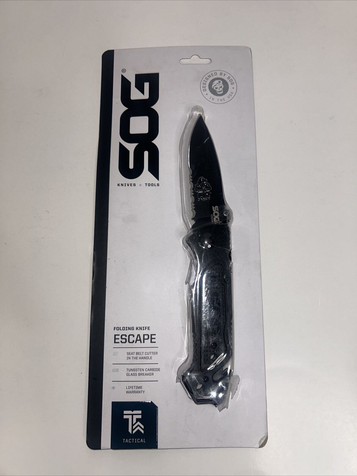 SOG Escape Tactical Folding Pocket Knife- 3.4 Inch SerratedEdge Blade Knife