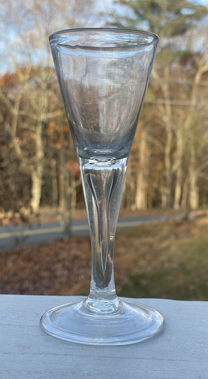 Antique English Georgian Glass Illusion Bubble Teardrop Stem 18th C. 1700\'s