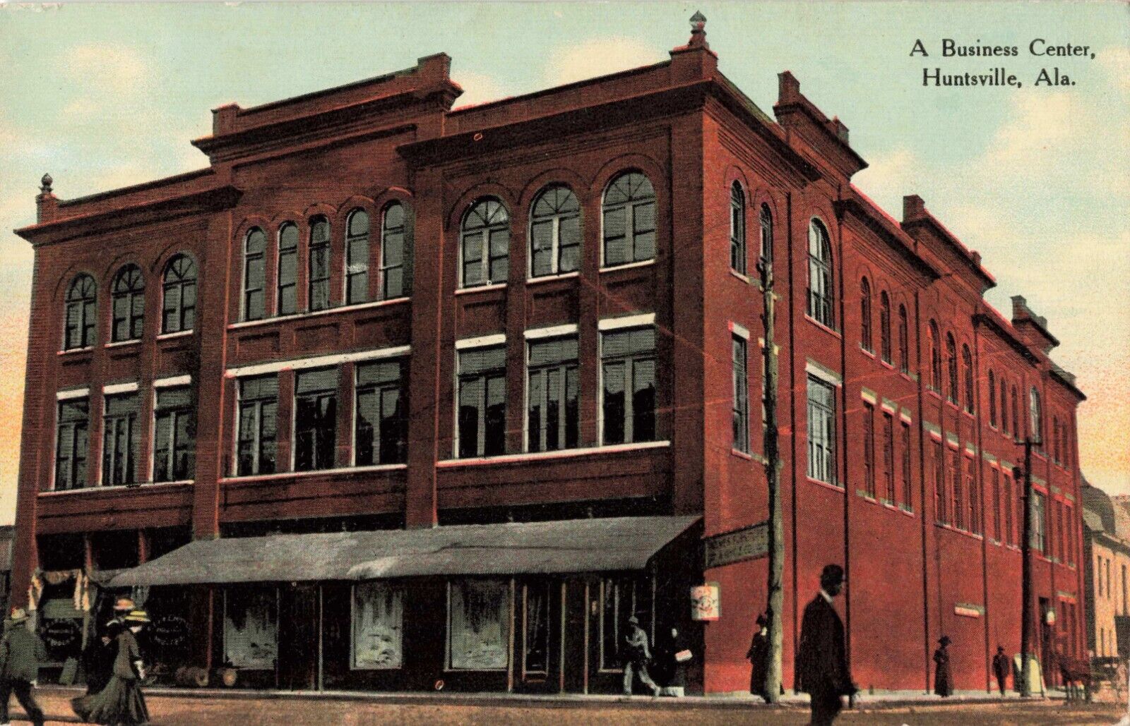 A Business Center Huntsville Alabama AL Street Scene c1910 Postcard