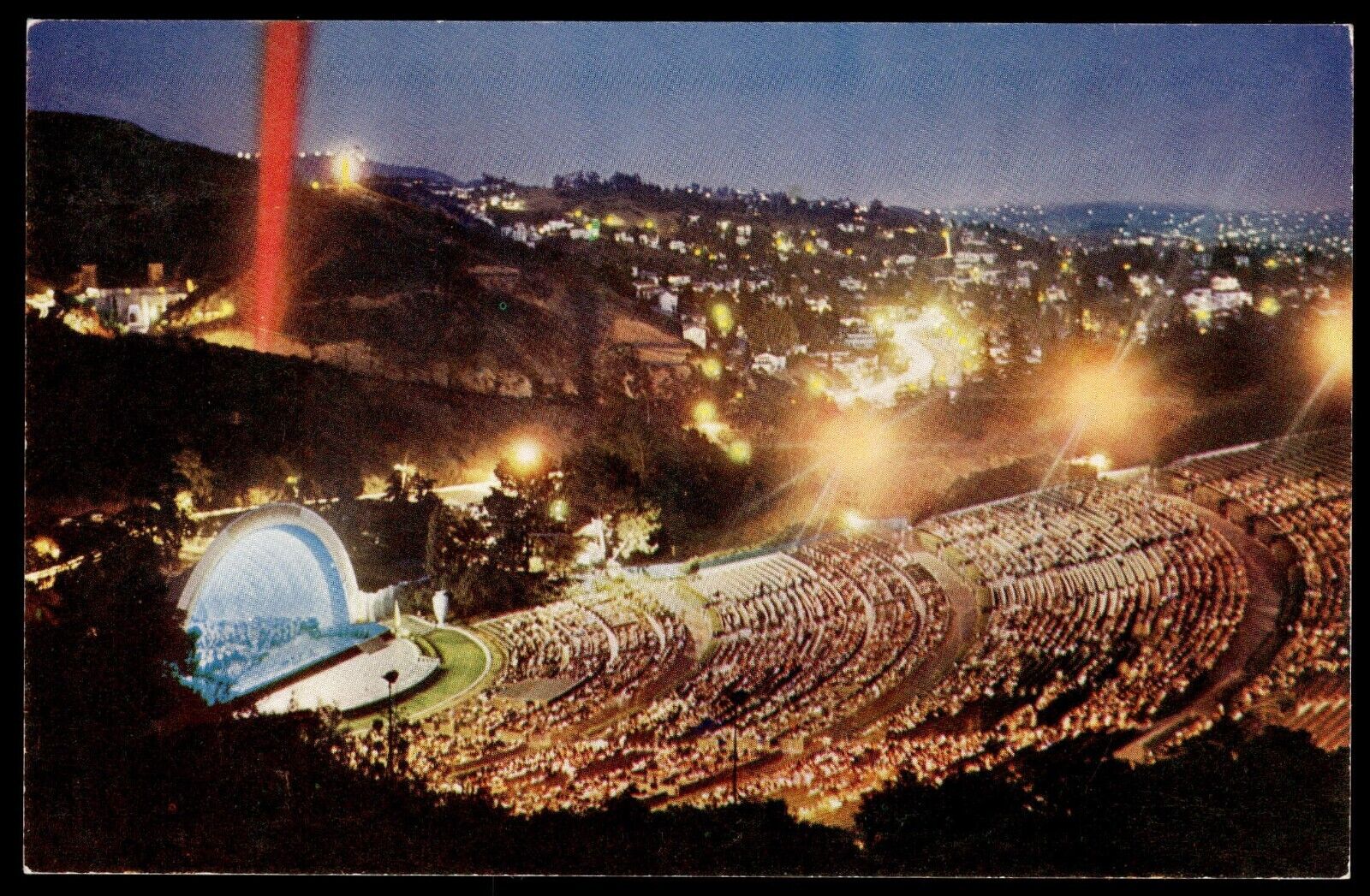 Postcard Chrome Hollywood Bowl natural amphitheatre Hollywood California
