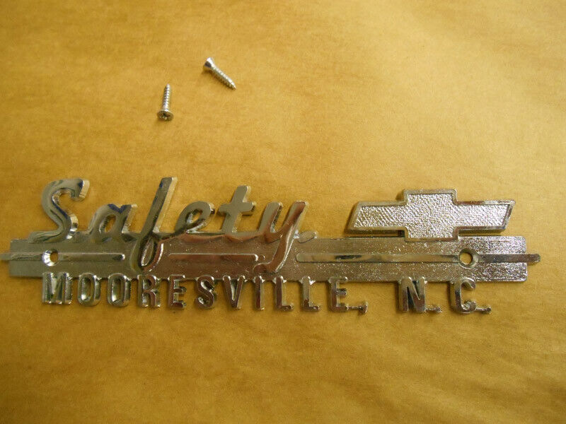 NOS Original 1950s 1960s Chevy Dealership Name Plate Badge Safety Chevrolet Kool