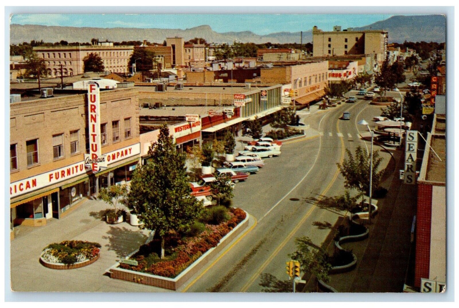 c1950\'s Main Street View Furniture Cars Grand Junction Colorado CO Postcard