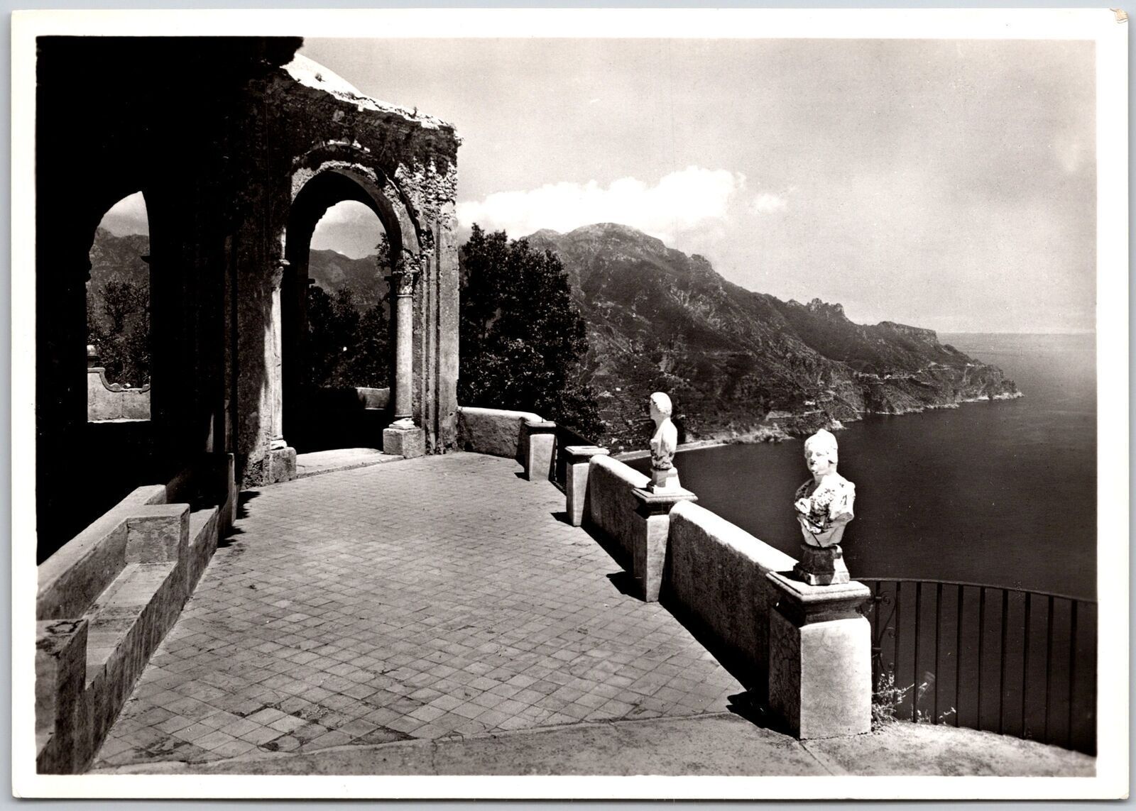 Ravello Villa Cimbrone Belvedere Italy Garden Sculpture Real Photo RPPC Postcard