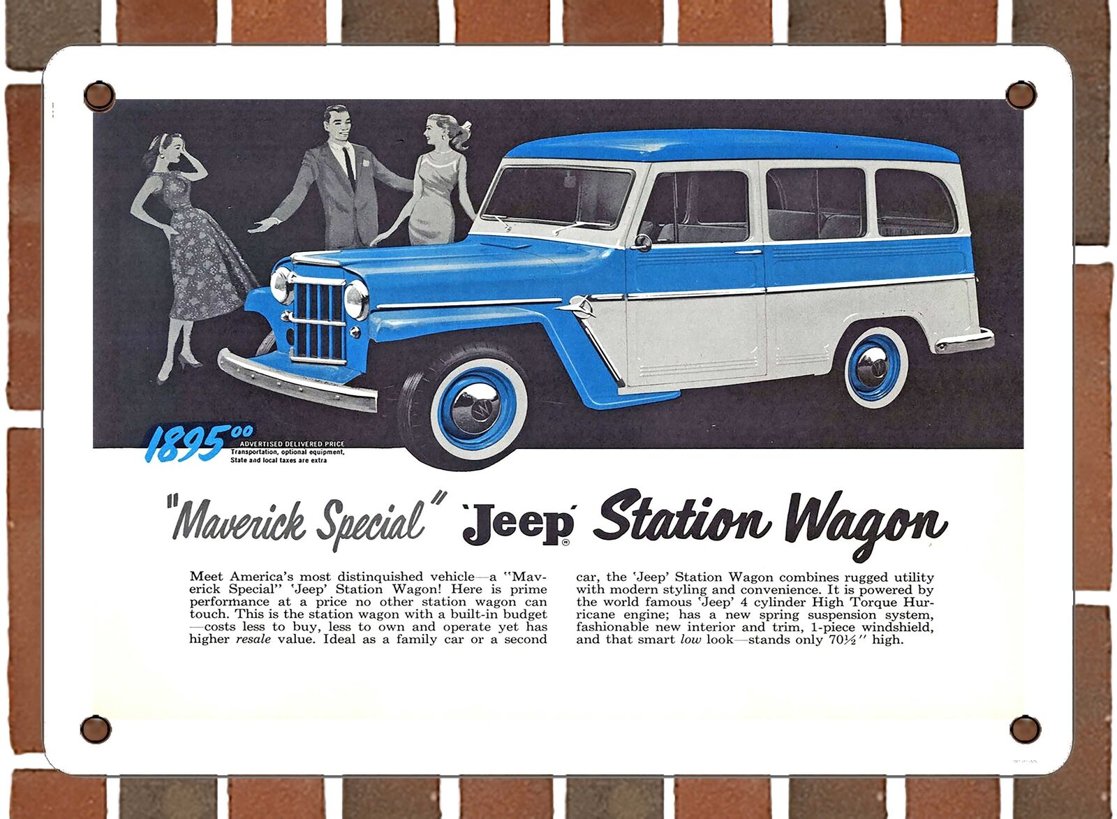 METAL SIGN - 1958 Willys Jeeps Maverick Special Station Wagon - 10x14 Inches