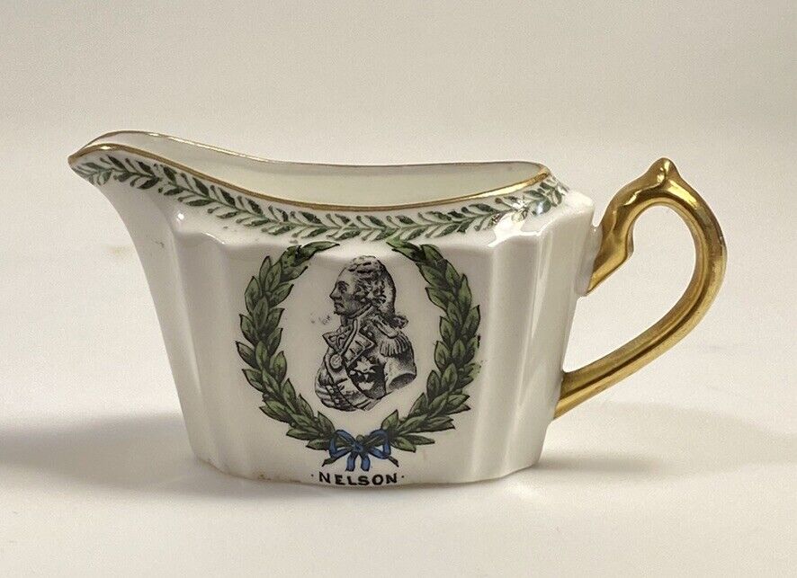 Antique WEDGWOOD Porcelain Admiral Nelson 1805 Miniature Pitcher Creamer c1900