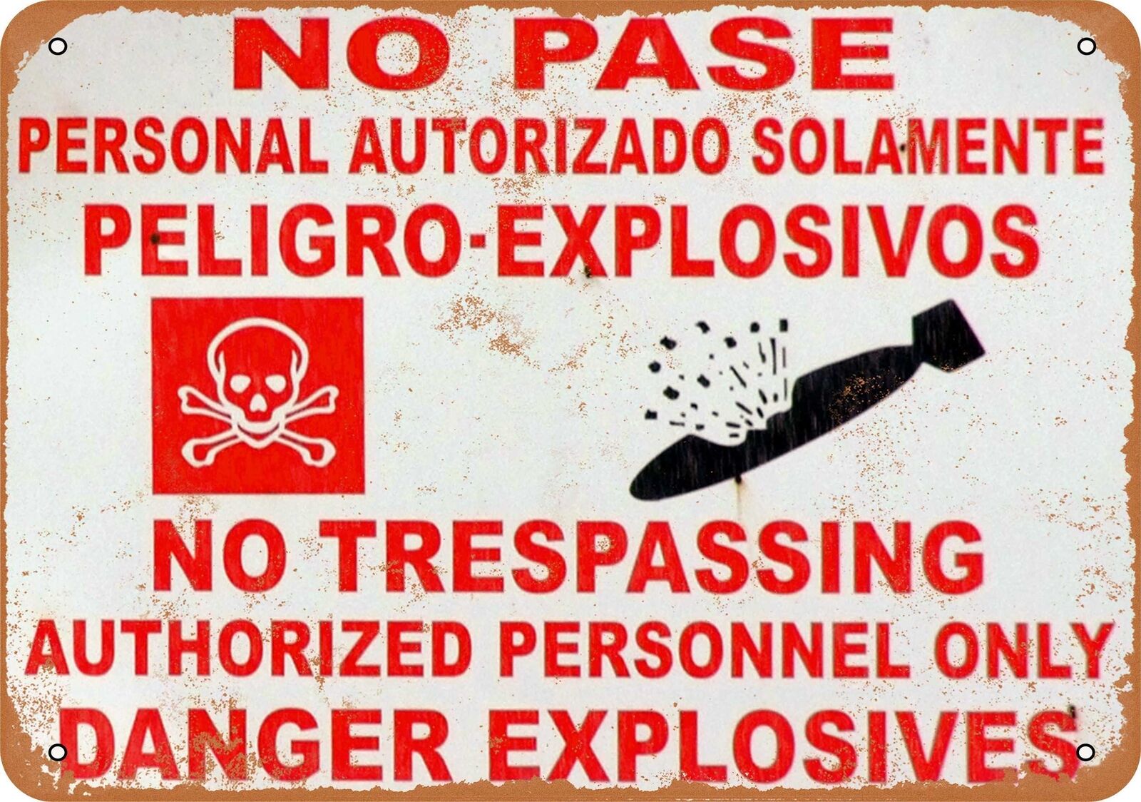 Metal Sign - No Trespassing Danger Explosives - Vintage Look Reproduction