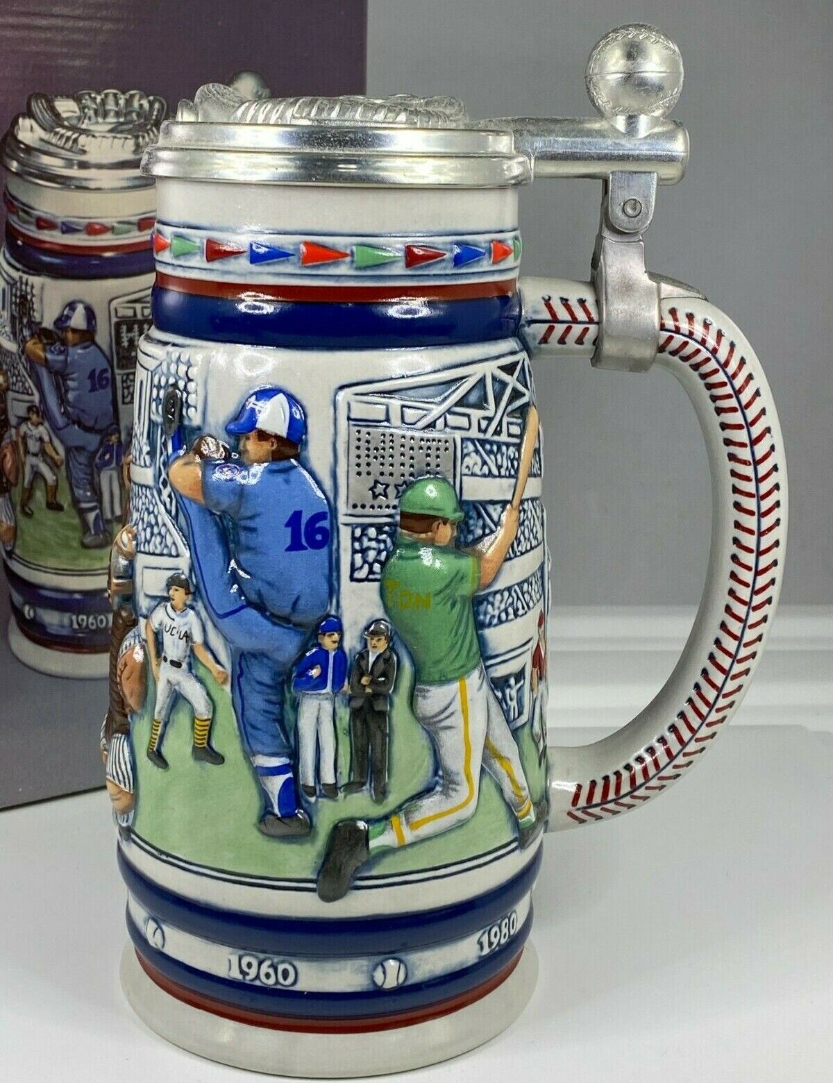 VINTAGE GREAT AMERICAN BASEBALL STEIN 1984 HANDCRAFTED BY CERAMARTE BRAZIL NEW