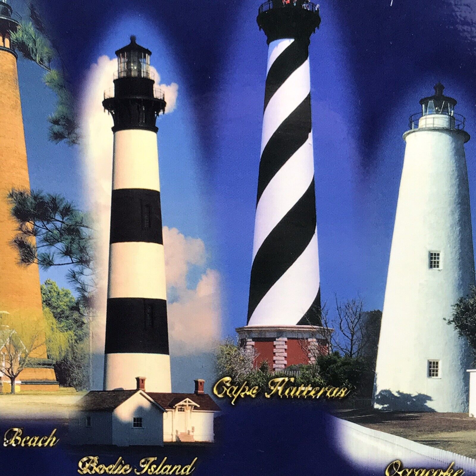 Outer Banks North Carolina Lighthouses Vintage Postcard Travel Souvenir Glossy
