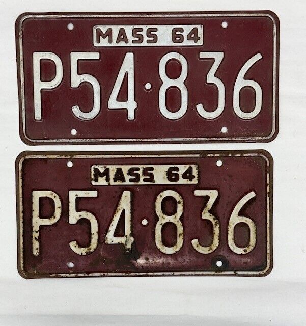 1964 Massachusetts License Plate P54.836  (PAIR)