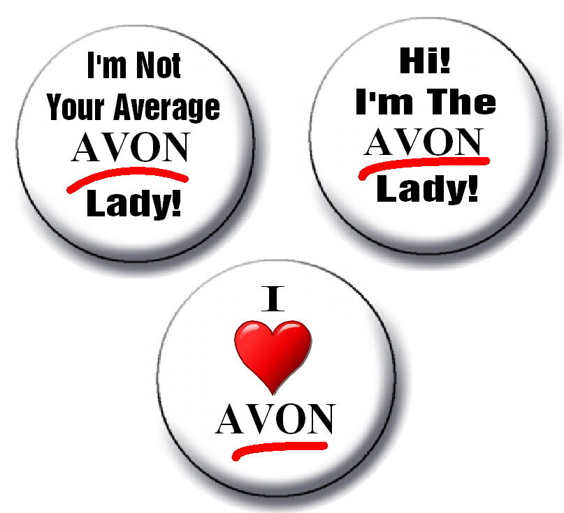 3 Avon Lady  rep Buttons Pin 2.25\