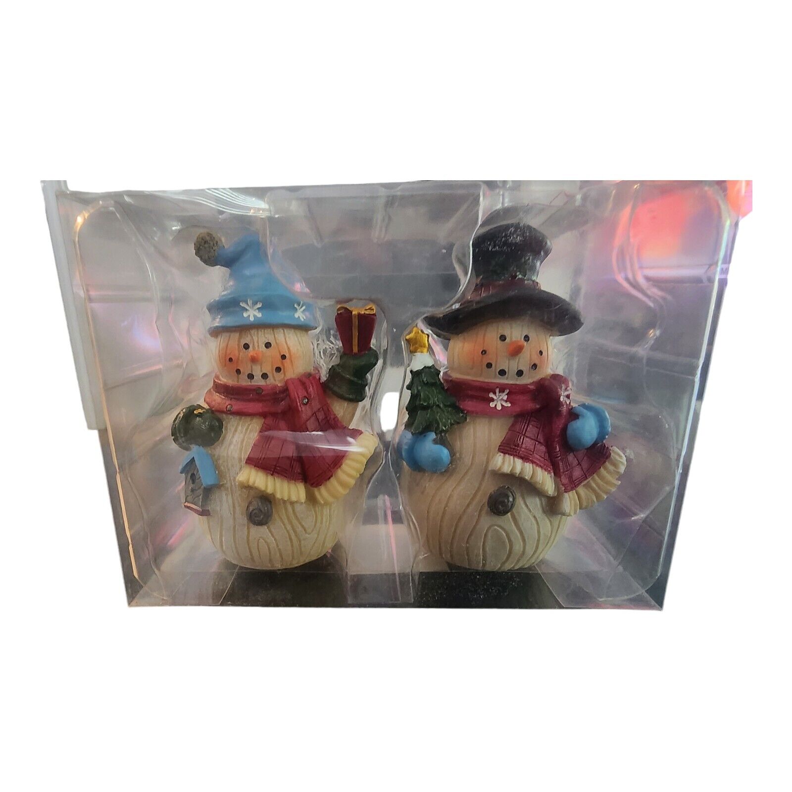 NIB Vintage Set of 2 Christmas Snowmen Figures Ceramic -Hobby Lobby - 2017