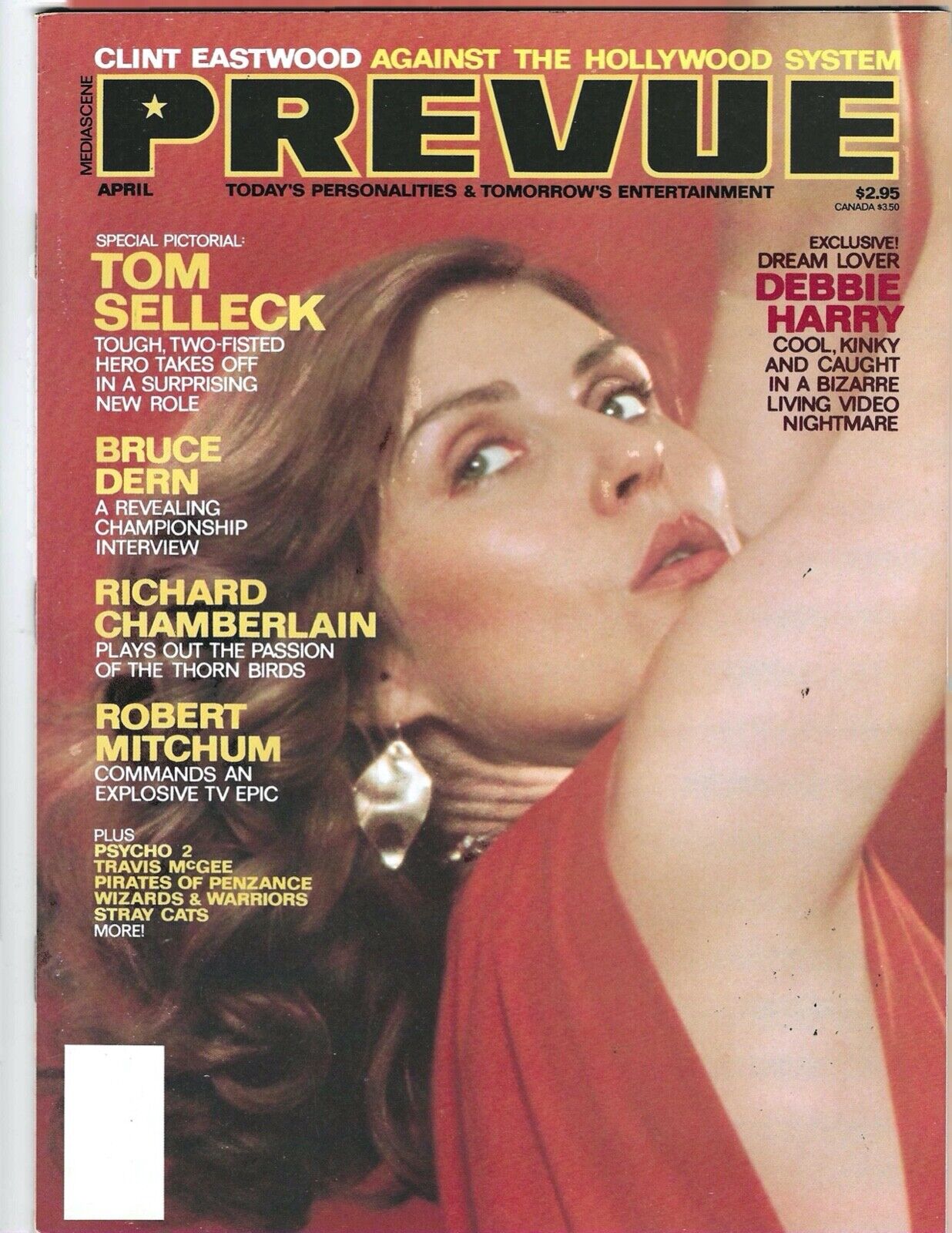 Prevue Magazine April 1983 VF/NM Debbie Harry Cover Tom Selleck Bruce Dern