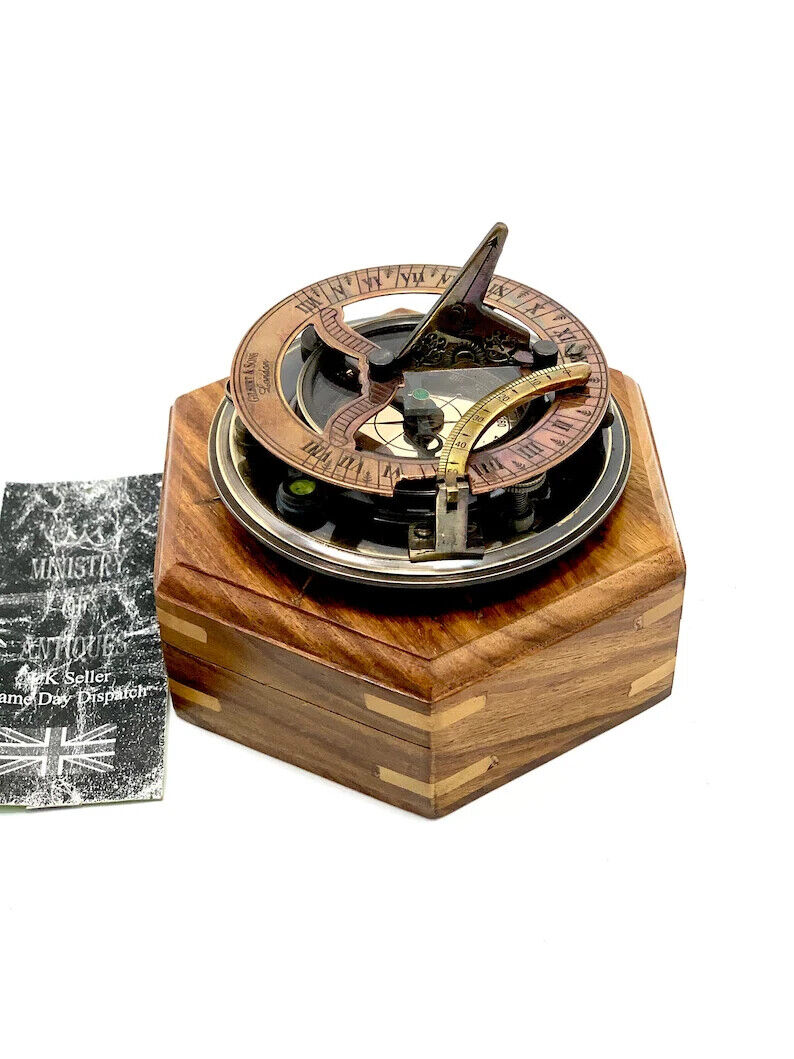 Antique Sundial Compass Vintage Brass Sundial Captain Compass