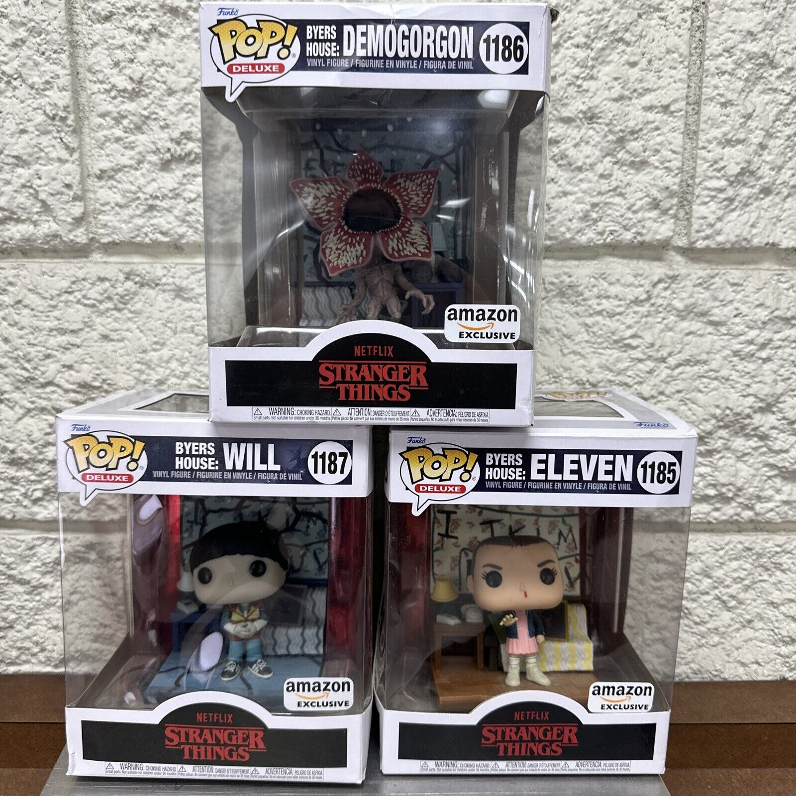 3 Stranger things funko pops With Background One Broken. Boxes. Some Damage