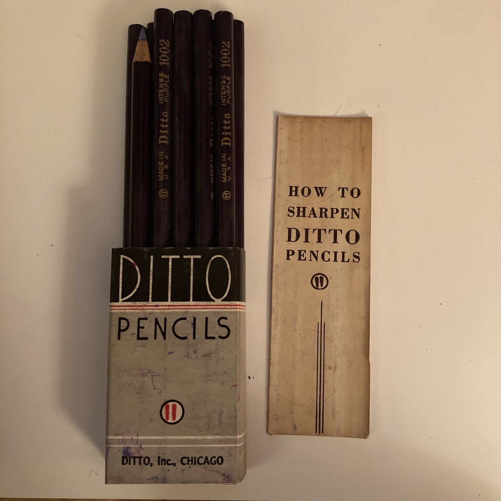 11 Vintage Ditto Intense  Purple Pencils 1002 10 New and 1 Used Made In USA