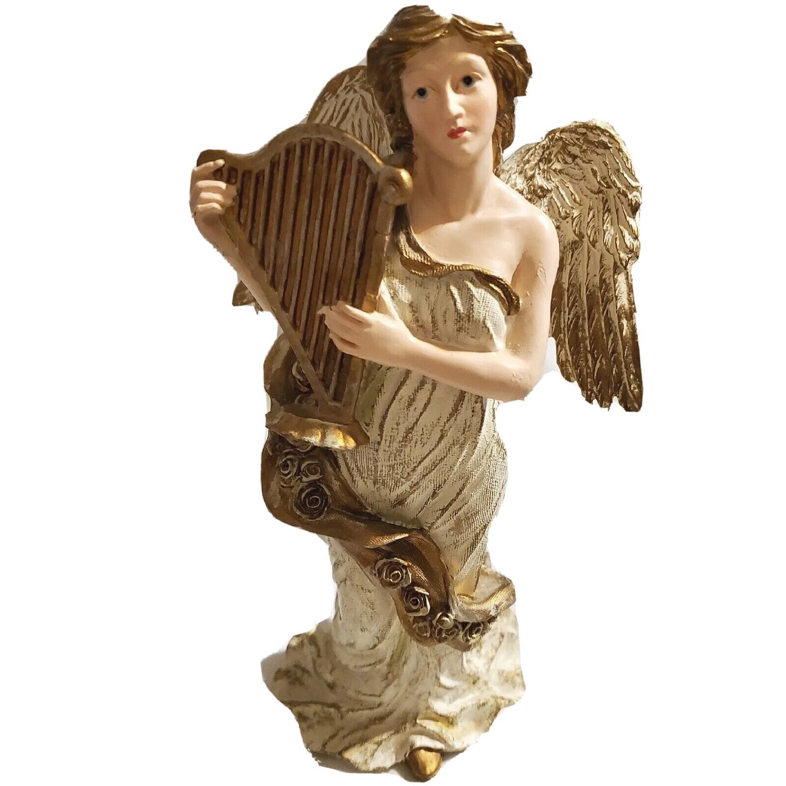 Gardian Angel Figurine Playing Harp VTG 9\