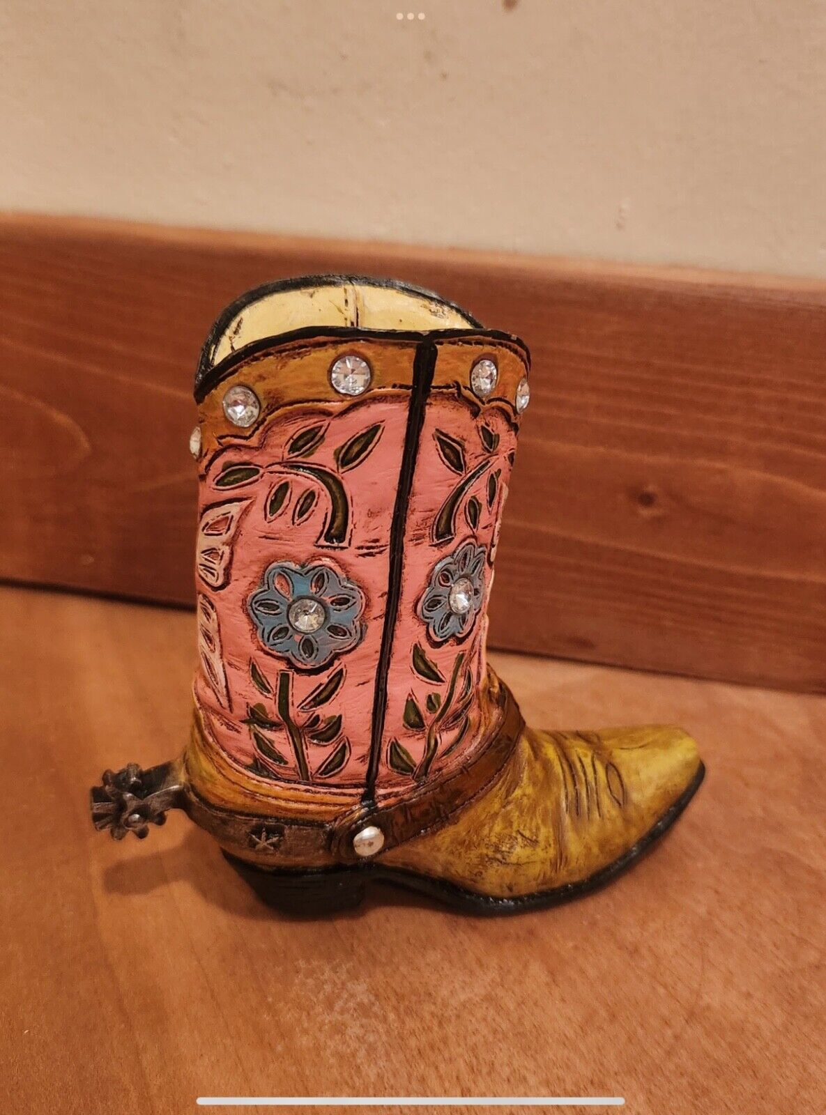 Pink Western Cowgirl Boot Figurine. Rustic/western/girl’s bedroom decor.