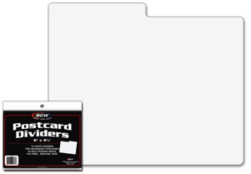 Pack /10 BCW White Plastic Postcard / 4x6 Photo Dividers - 6 x 4 with 3-1/2\