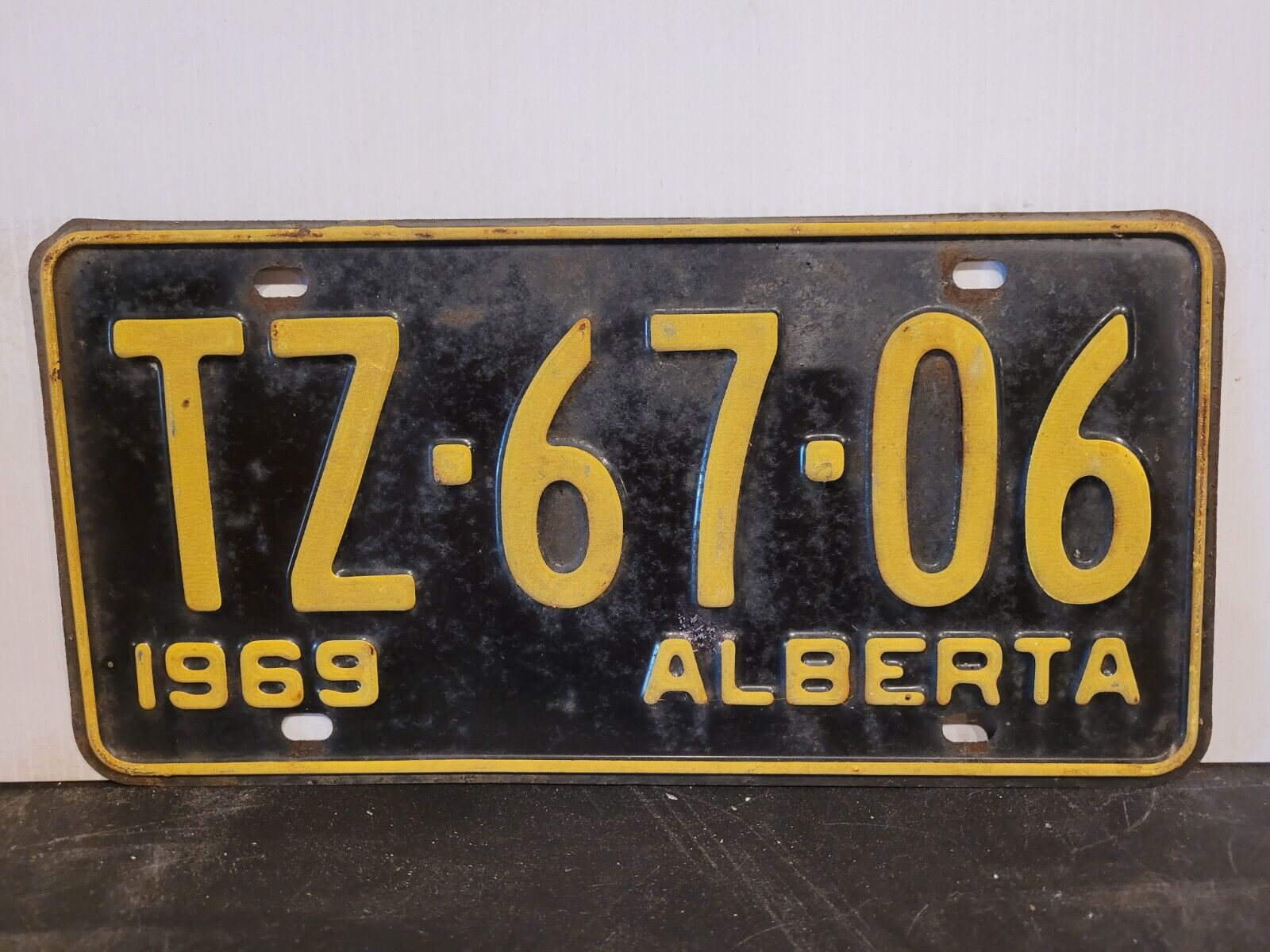 1969 Alberta License Plate Tag Original.