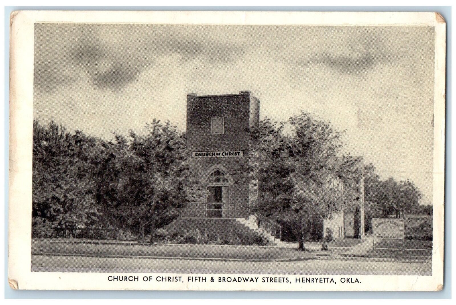 c1920\'s Church Of Christ Fifth & Broadway Street Henryetta Oklahoma OK Postcard