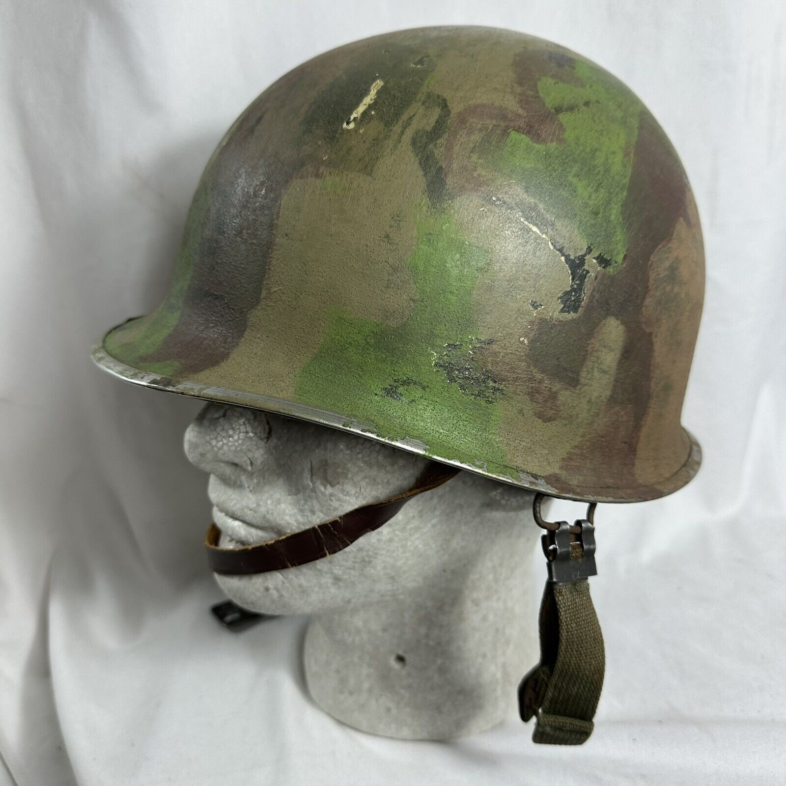 Vietnam War ARVN Camo Painted M-1C Helmet Airborne Original