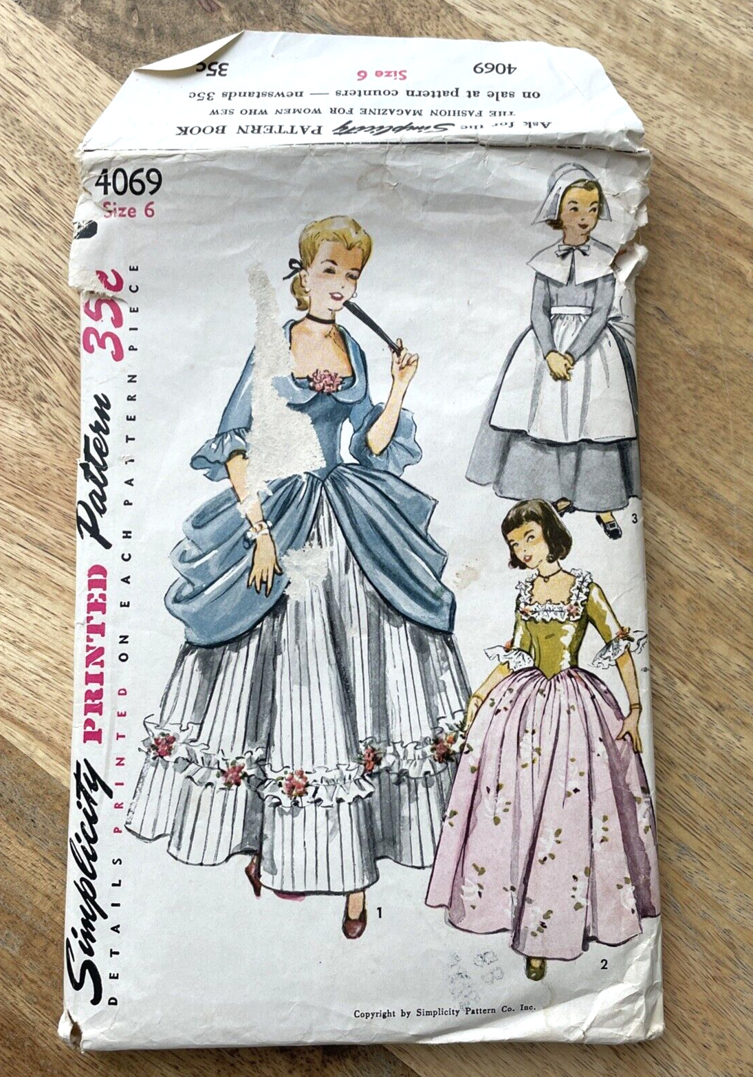 1950\'s Vintage SIMPLICITY 4069 GIRLS COLONIAL PURITAN COSTUME Dress PATTERN Sz6
