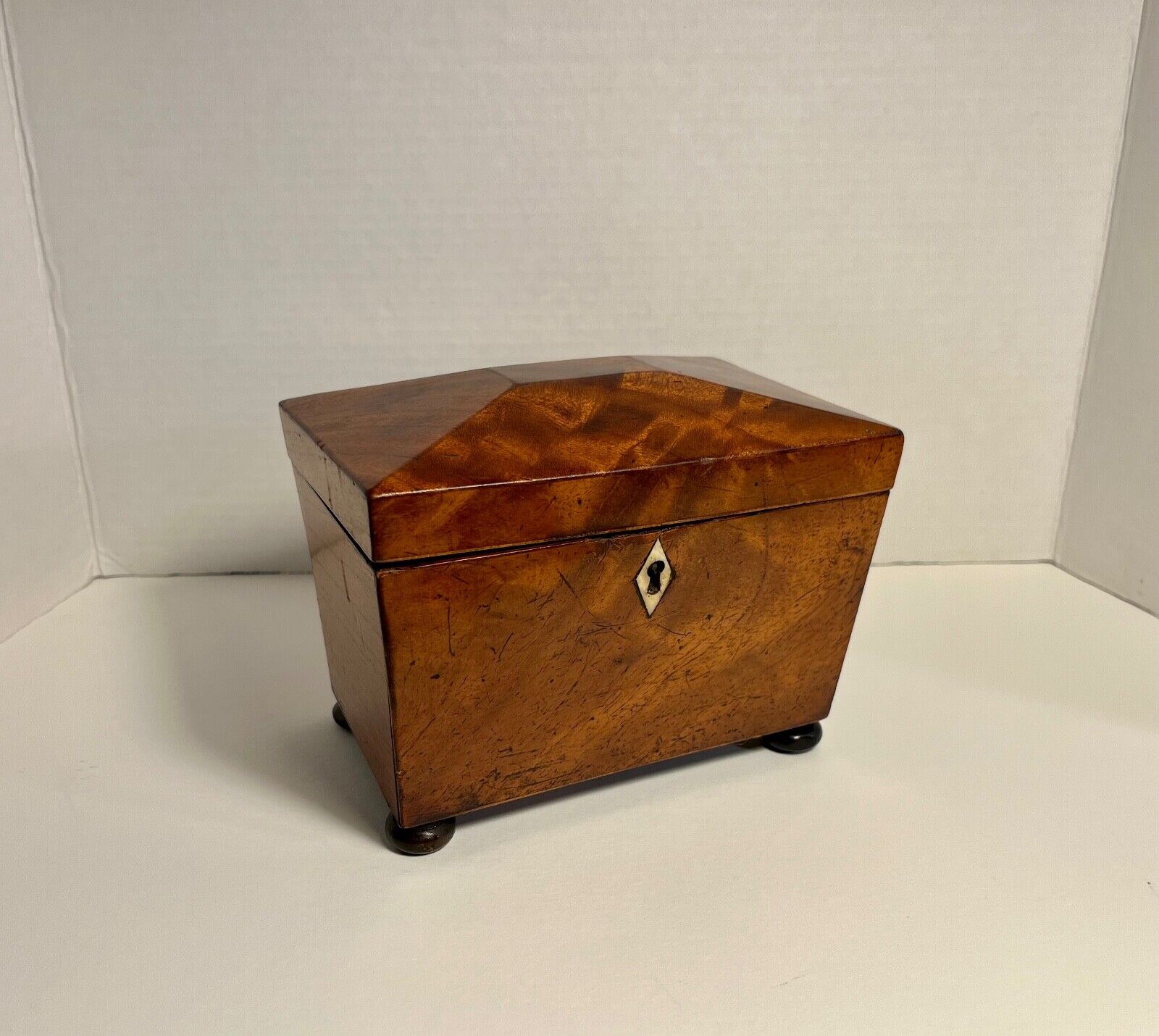 RARE Regency Antique English Tea Caddy Box Exotic Wood and Bone Georgian 7\