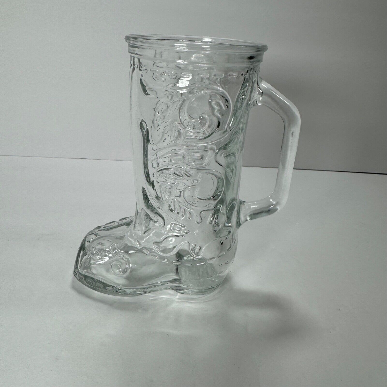 Vintage Clear Cowboy Boot Drinking Glass Mug