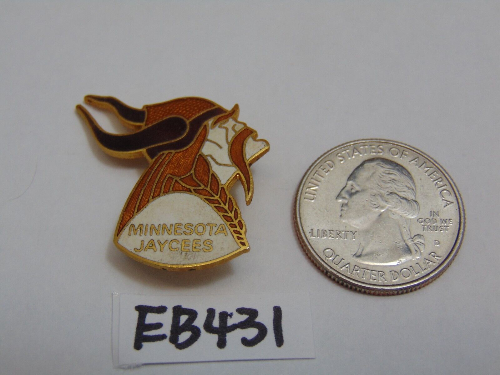 Vintage Jaycees Enameled Lapel Pin 1970\'s South Metro Minnesota Viking Man Horns