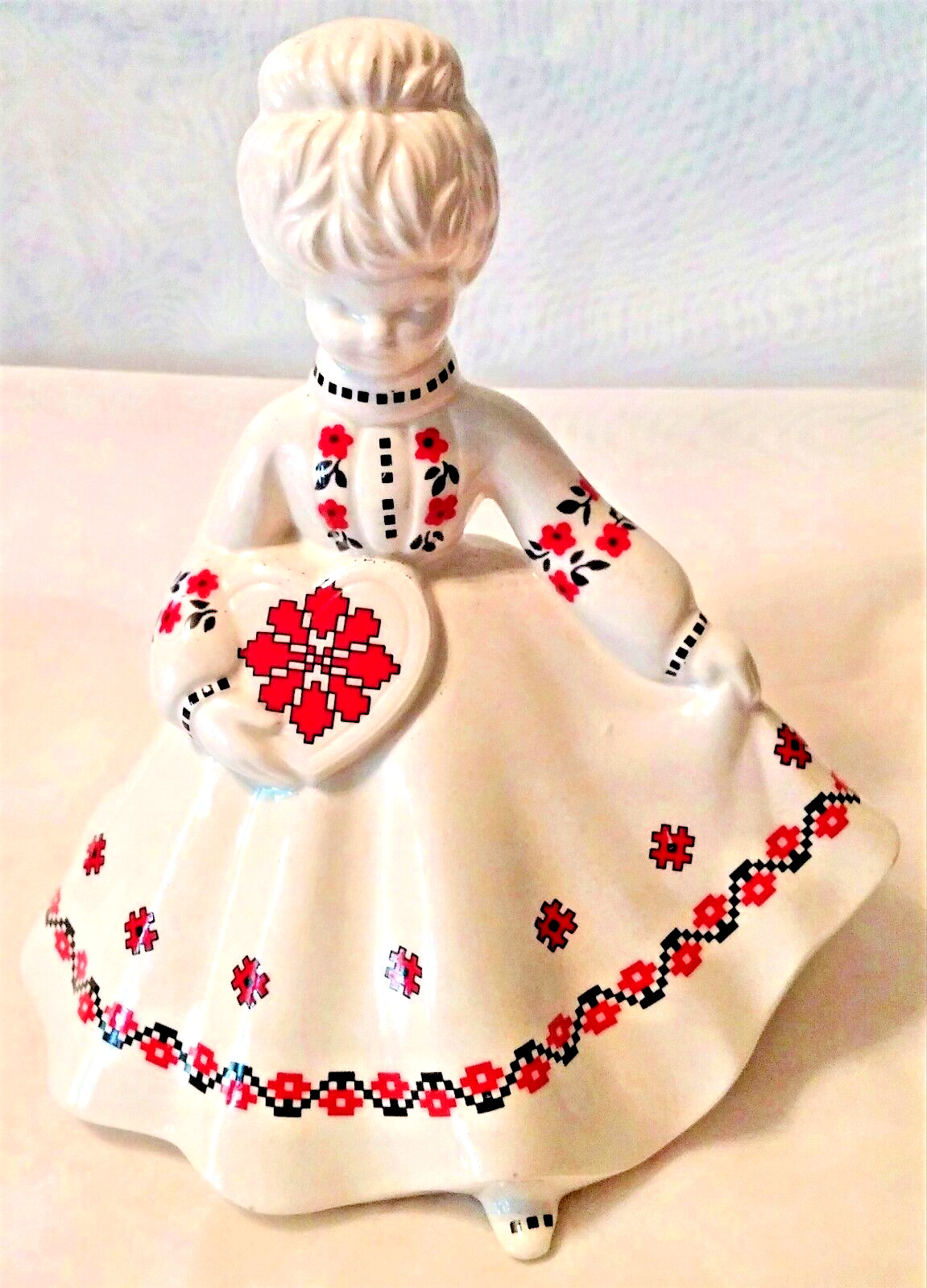 Vintage Figure Dancer w/ Heart Ukraine Folk Dress Stamped AP Ukrania