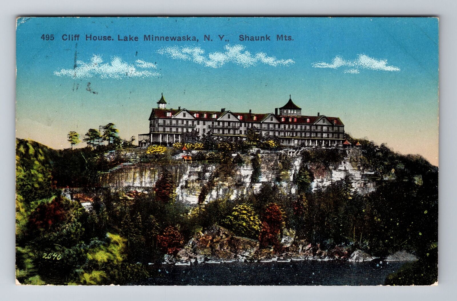 Lake Minnewaska NY-New York, Cliff House, Shaunk Mts, c1915 Vintage Postcard