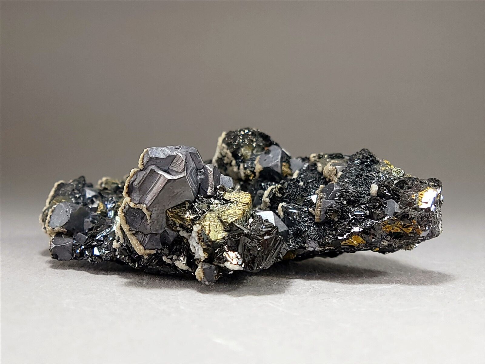 Galena Sphalerite & Chalcopyrite Crystal Cluster with Spinel Twin