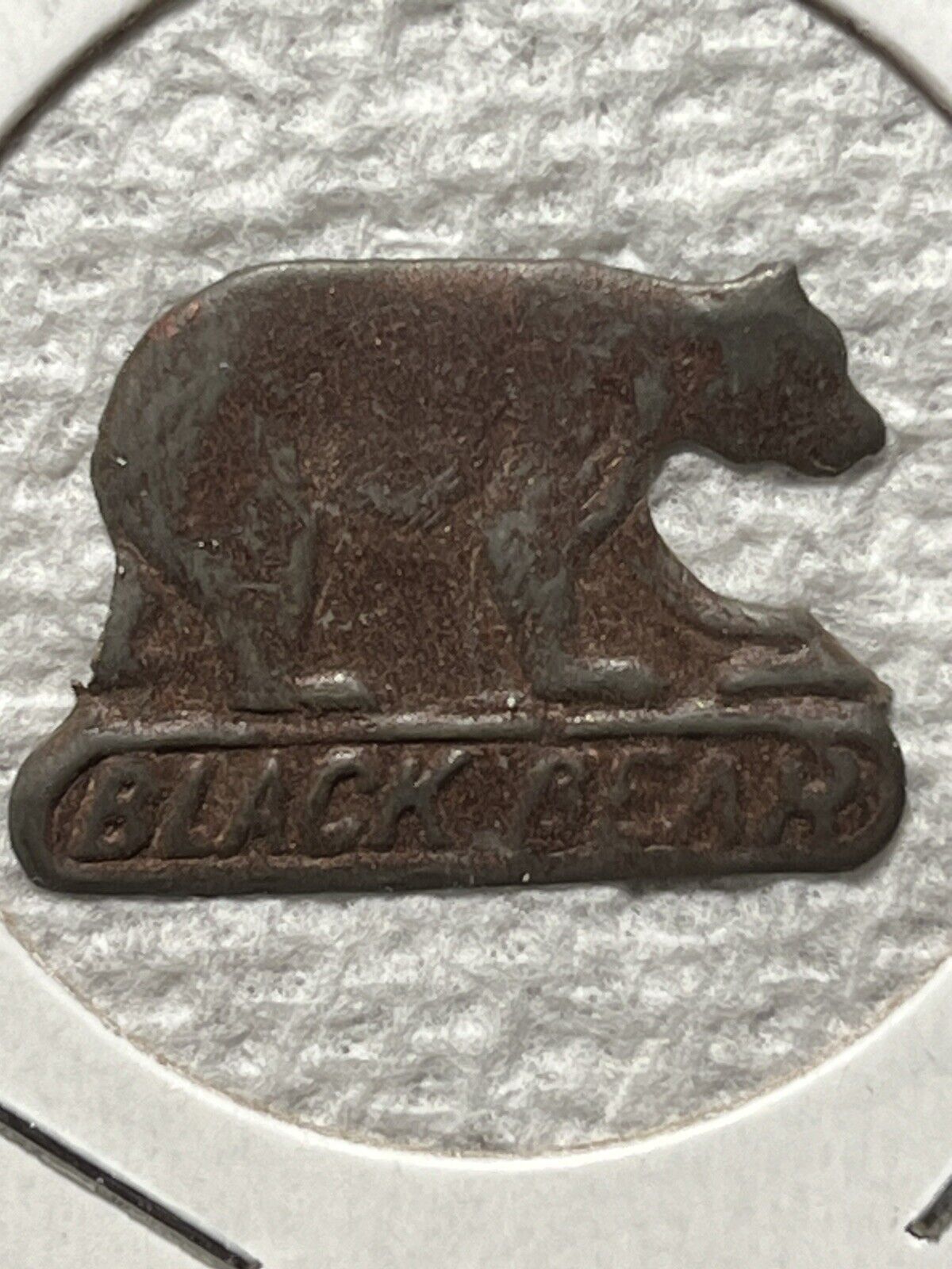 Black Bear embossed vintage tin tobacco tag