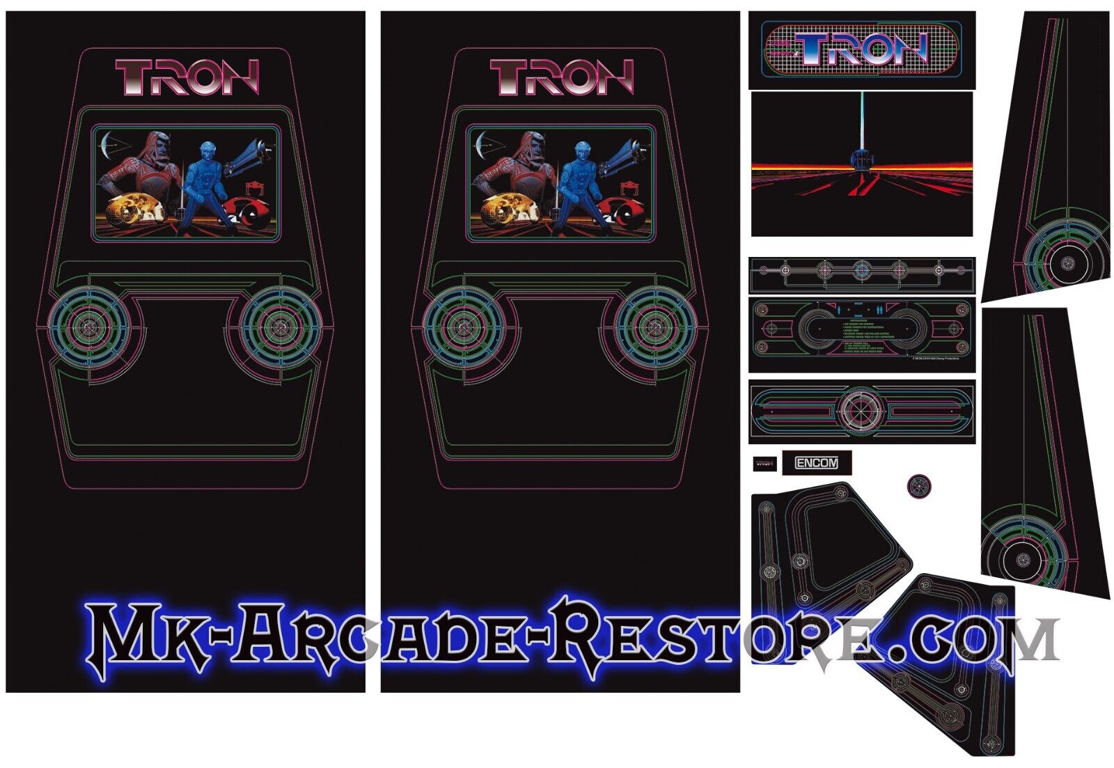 Tron Side Art Arcade Cabinet Artwork Kit Graphics Decals Print