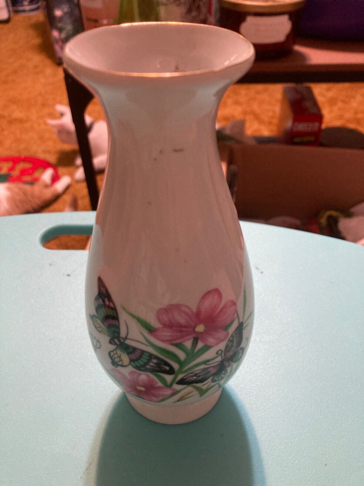 Porcelain Butterfly & Flower Vase