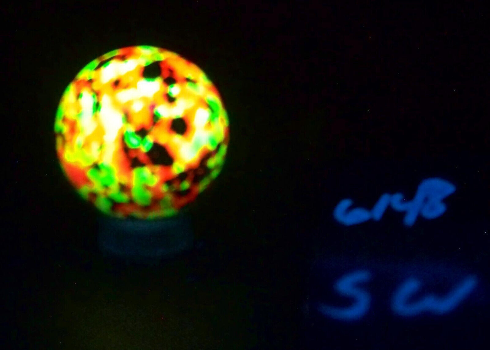 Fluorescent Calcite w Willemite Sterling Hill NJ 29mm UV SW Sphere 6148