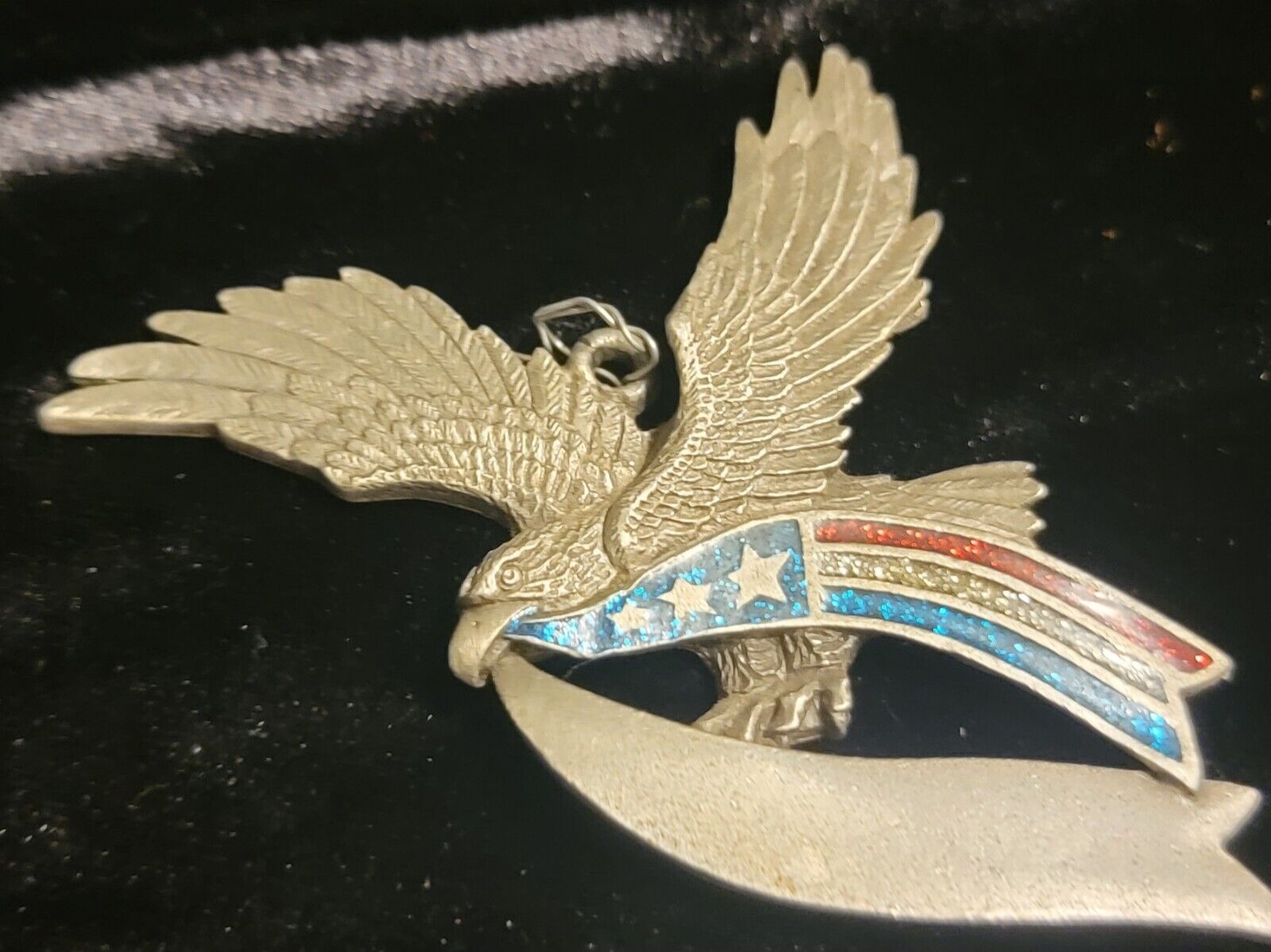 Gloria Duchin Patriotic Ornament Pendant US America Glittery Eagle Flag 4th July