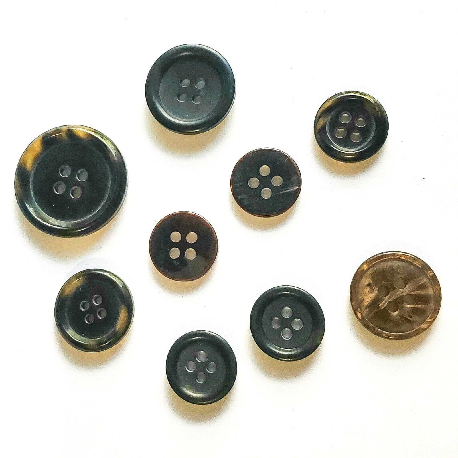 Vintage Turtle Shell Style Buttons - Mixed Lot
