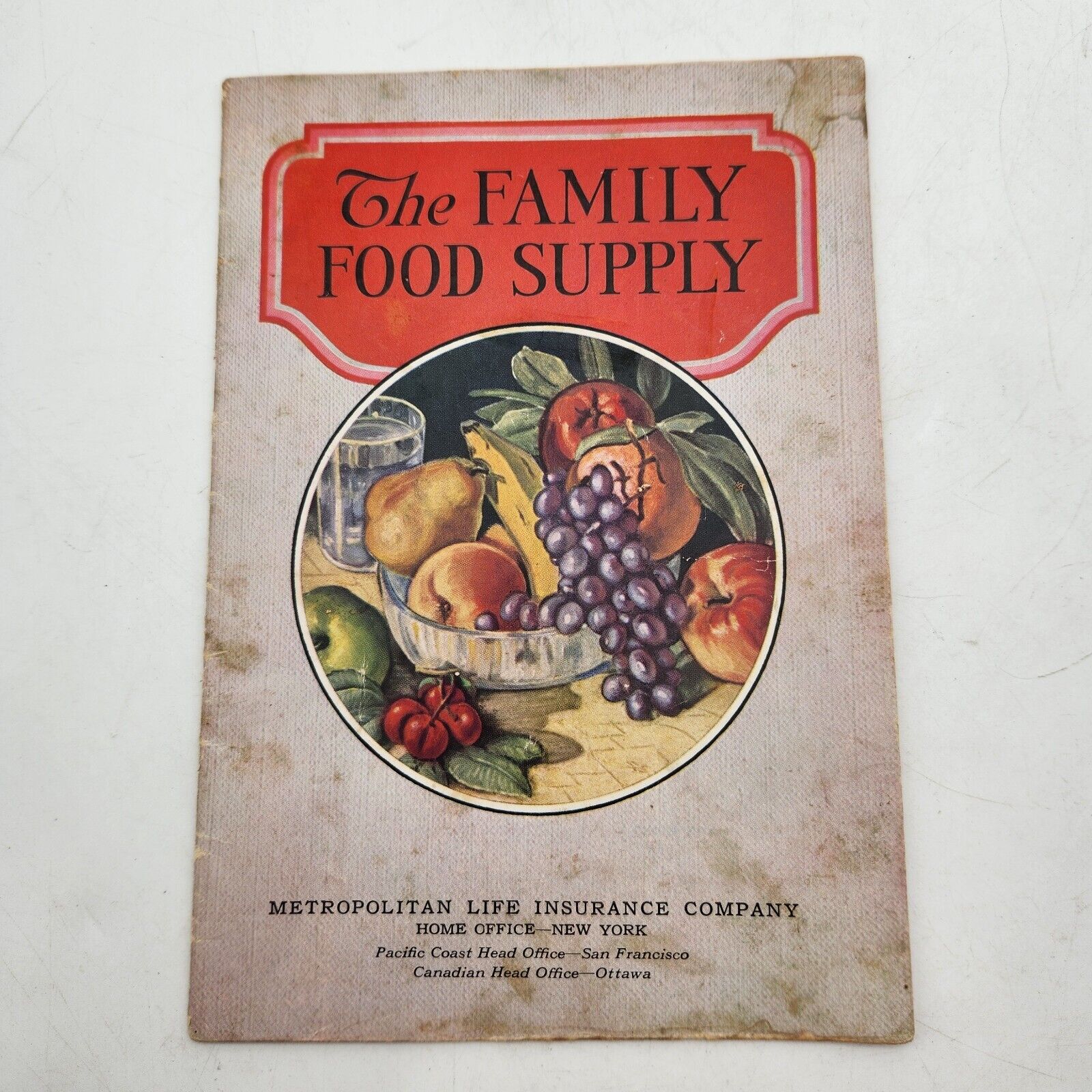 Vintage 1928 Family Food Supply METROPOLITAN LIFE INSURANCE 16 Pg Booklet 