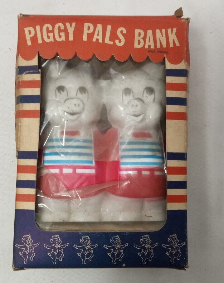 New Vintage Toy Plastic Twin Piggy Pals Bank Piggly Wiggly ?