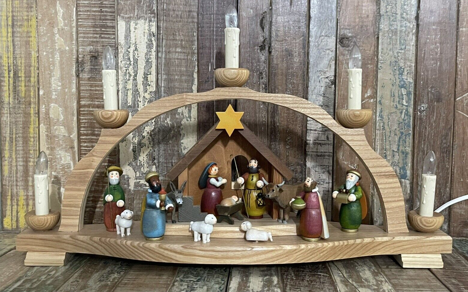 Kathe Wohlfahrt German Schwibbogen Lighted Candle Arch Nativity Christmas Market