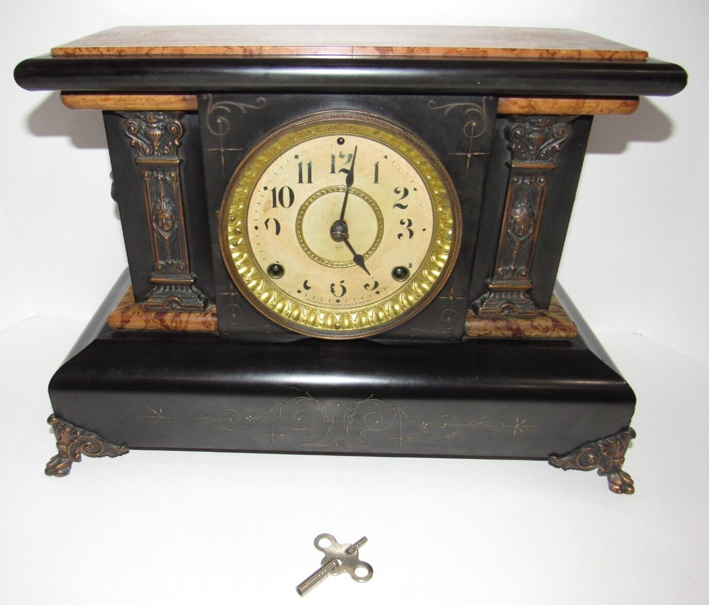 Antique Seth Thomas Adamantine Mantel Clock 8-Day, Time/Strike, Key-wind **