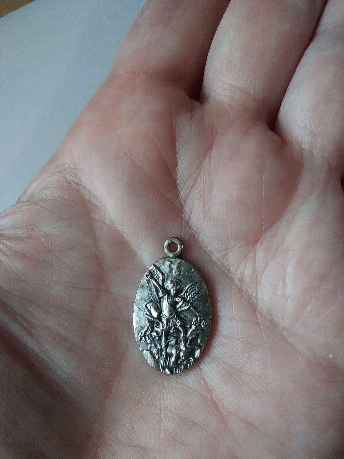St Michael the Archangel Medal Vintage Silver 1
