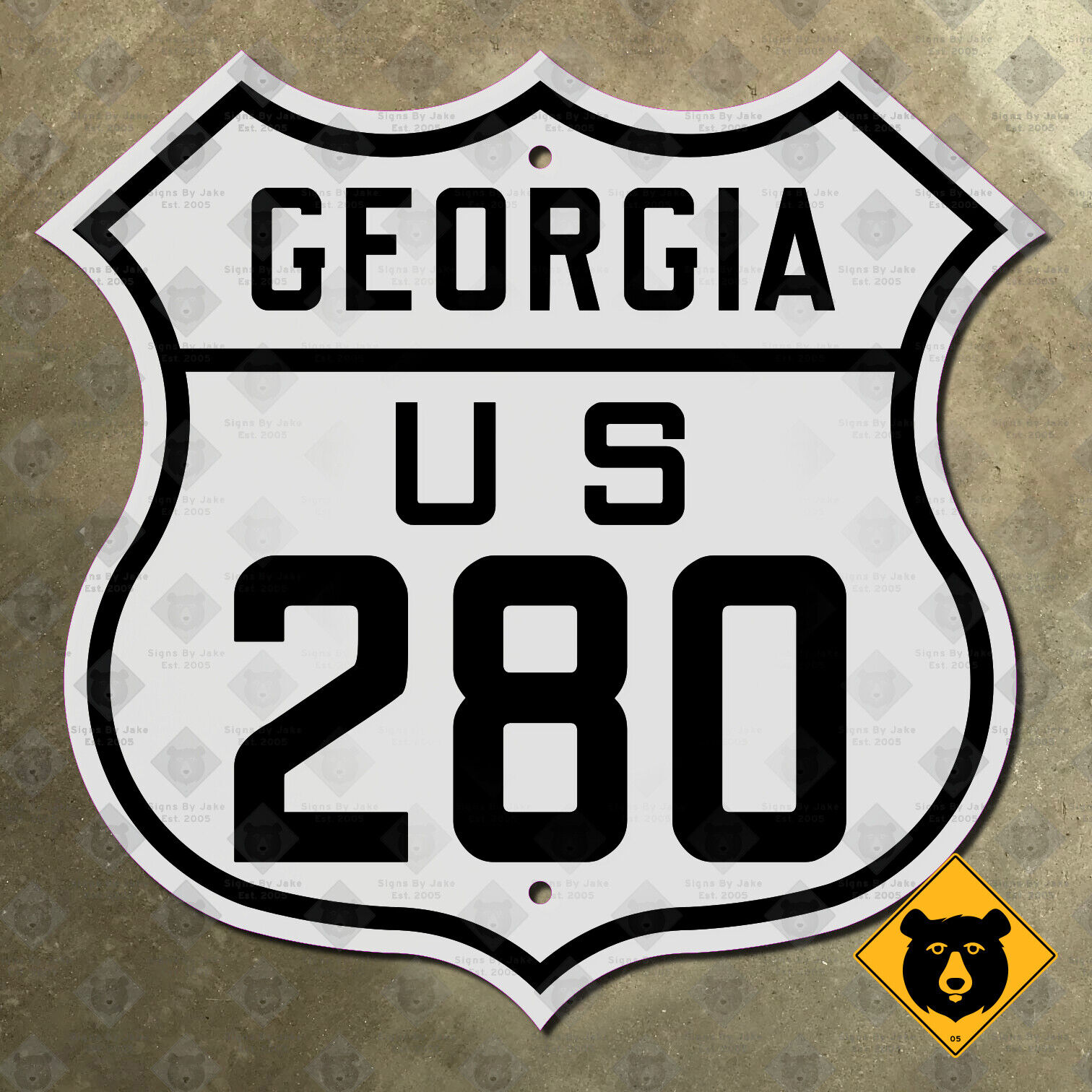 Georgia US Route 280 marker highway sign 1926 Cusseta Vidalia Blitchton 16x16