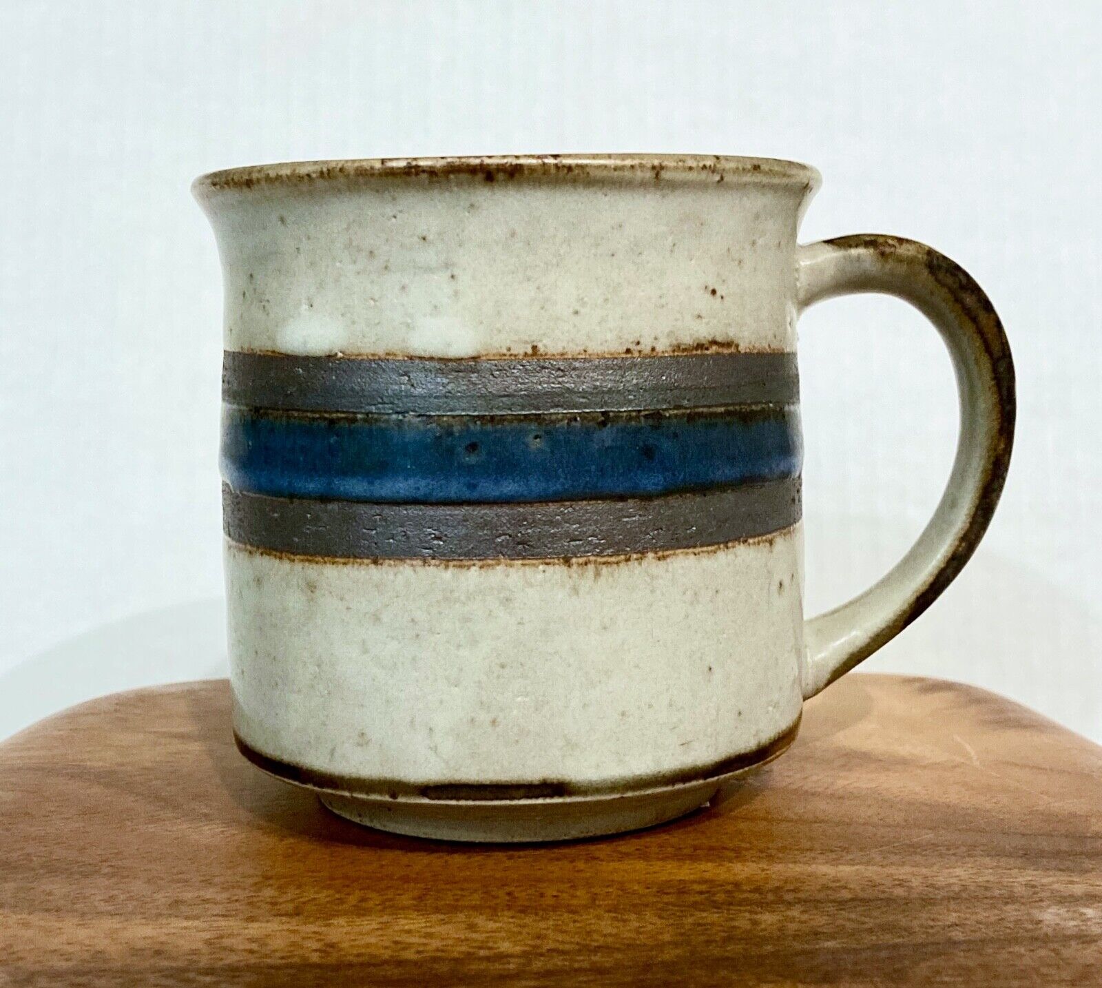 Vintage Otagiri Horizon Mug Gray Blue Brown Striped Speckled Hippie Boho Japan