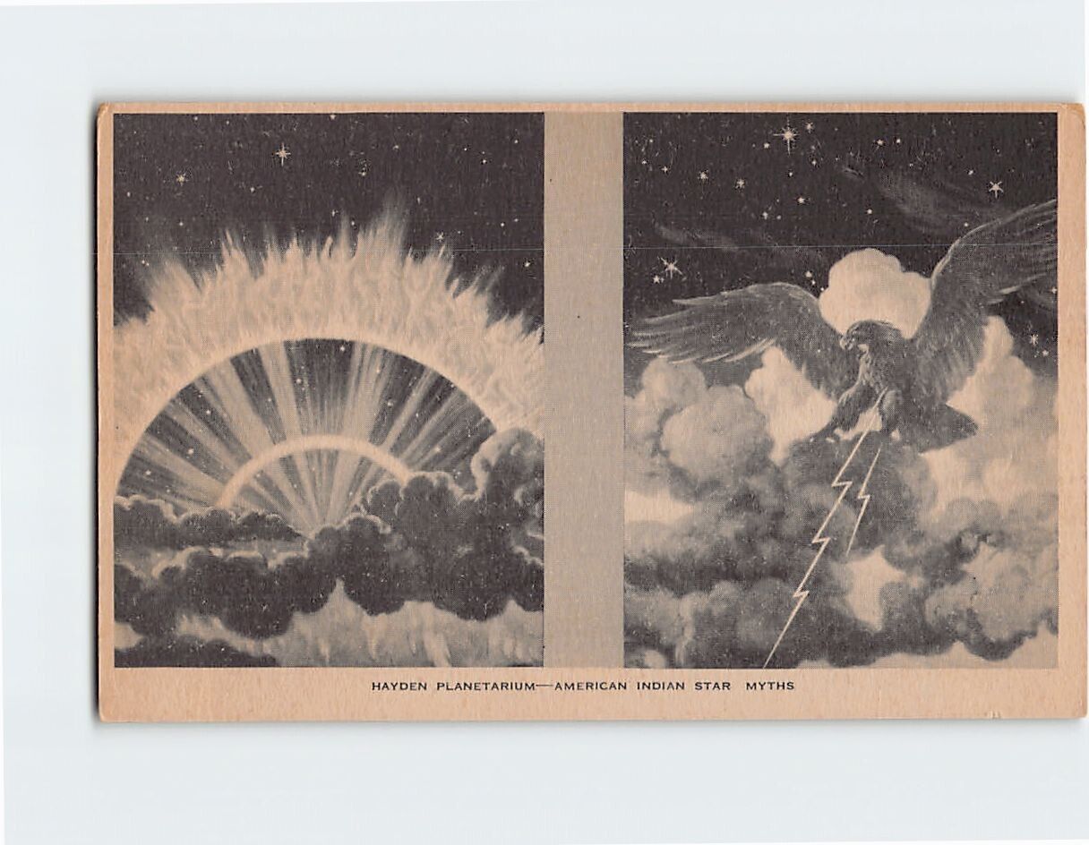 Postcard American Indian Star Myths, Hayden Planetarium, New York City, New York